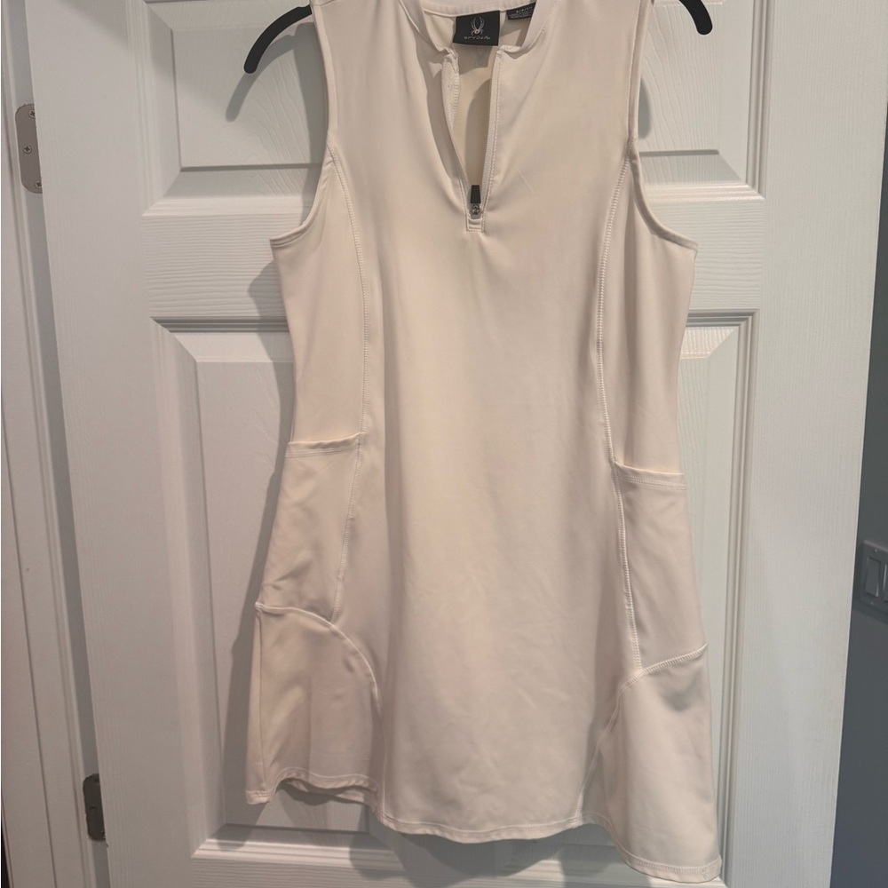 Sleeveless Cream Tennis Dress with Zip Neck